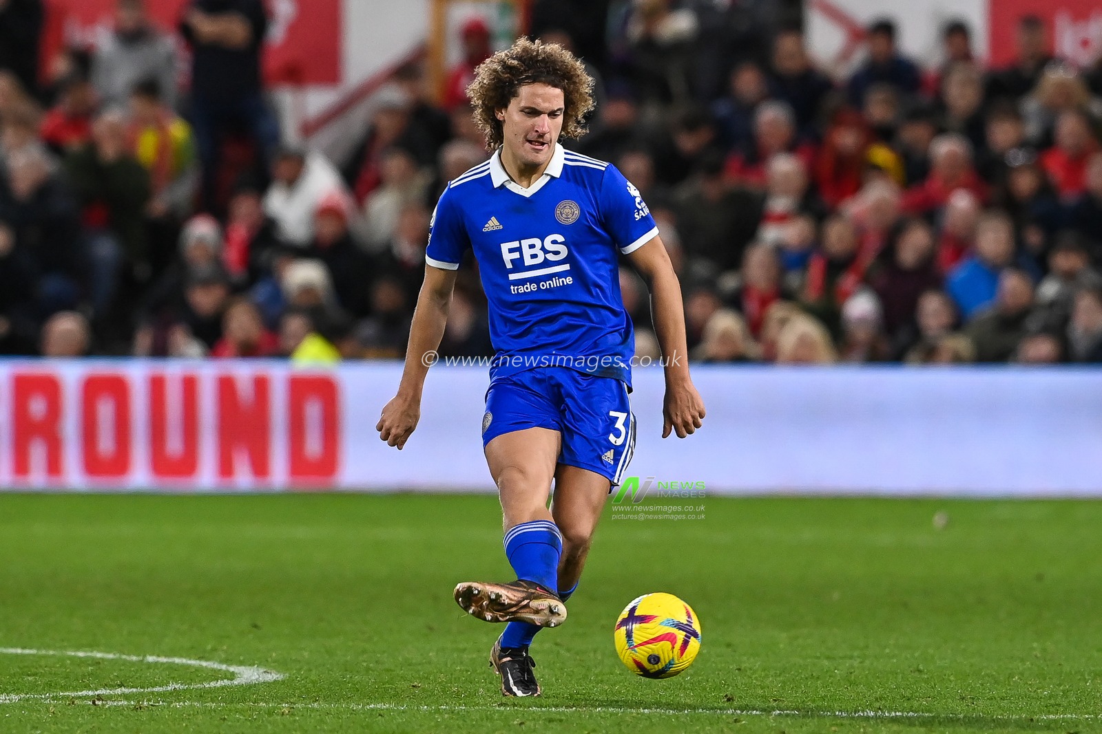 Wout Faes #3 of Leicester City passes the ball during the Premier League match Nottingham Forest vs Leicester City at City Ground, Nottingham, United Kingdom, 14th January 2023

(Photo by Craig Thomas/News Images)