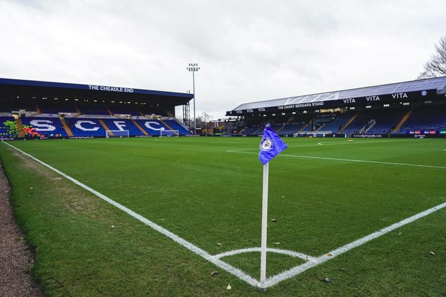 General view of Edgeley Park ahead of the Sky Bet League 1 match Stockport County vs Exeter City at Edgeley Park Stadium, Stockport, United Kingdom, 7th December 2024

(Photo by James Giblin/News Images)