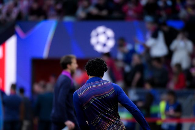 Lamine Yamal of FC Barcelona during the warm up of the UEFA Champions League Quarter Finals match Atletico Madrid vs Barcelona at Riyadh Air Metropolitano, Madrid, Spain on 14 April 2026

(Photo by Samuel Carreno/News Images)