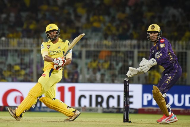 Chennai Super Kings' Urvil Patel  plays a shot during the Indian Premier League cricket match between Kolkata Knight Riders and Chennai Super Kings at Eden Gardens in Kolkata, India, Wednesday, May 7, 2025.Photo by Debajyoti Chakraborty.(Photo: Debajyoti Chakraborty/News Images)