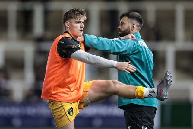 Archie McParland Northampton Saints in the pre-game warm up during the Gallagher Premiership match Newcastle Red Bulls vs Northampton Saints at Kingston Park, Newcastle, United Kingdom, 17th October 2025

(Photo by Mark Cosgrove/News Images)