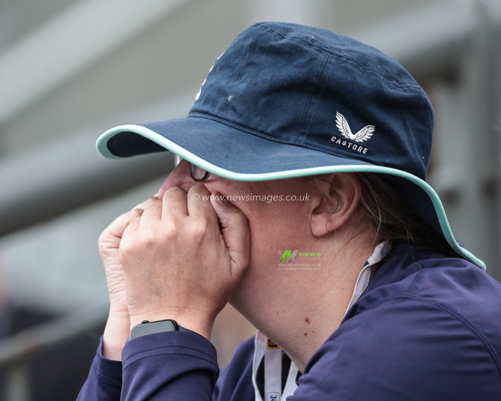 An England fan looks on during the 4th Rothesay Test Match match Day 4 England vs India at Old Trafford Cricket Ground, Manchester, United Kingdom, 26th July 2025

(Photo by Mark Cosgrove/News Images)