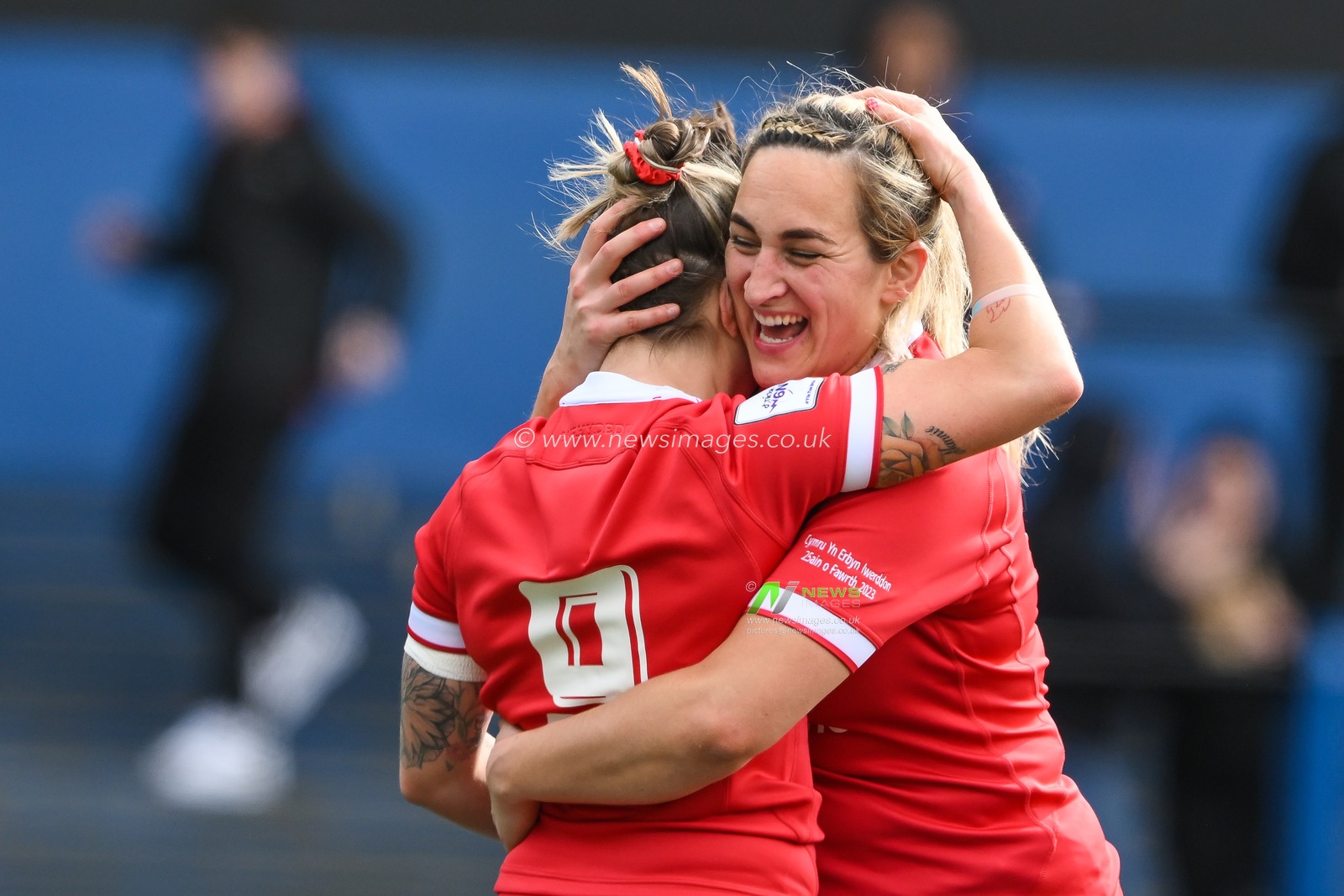 Keira Bevan of Wales celebrates her try during the TikTok Womenâ€™s Six Nations match Wales vs Ireland at BT Cardiff Arms Park, Cardiff, United Kingdom, 25th March 2023

(Photo by Craig Thomas/News Images)