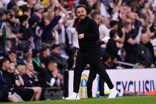 Roberto De Zerbi manager of Tottenham Hotspur smiles as his side take the lead during the Premier League match Tottenham Hotspur vs Brighton & Hove Albion at Tottenham Hotspur Stadium, London, United Kingdom on 18 April 2026

(Photo by Harvey Murphy/News Images)