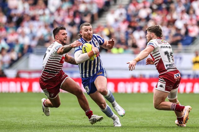 Jackson Hastings of St Helens breaks with the ball during the Betfred Super League Magic Weekend match Wigan Warriors vs St Helens at Hill Dickinson Stadium, Liverpool, United Kingdom on 05 July 2026

(Photo by Alfie Cosgrove/News Images)