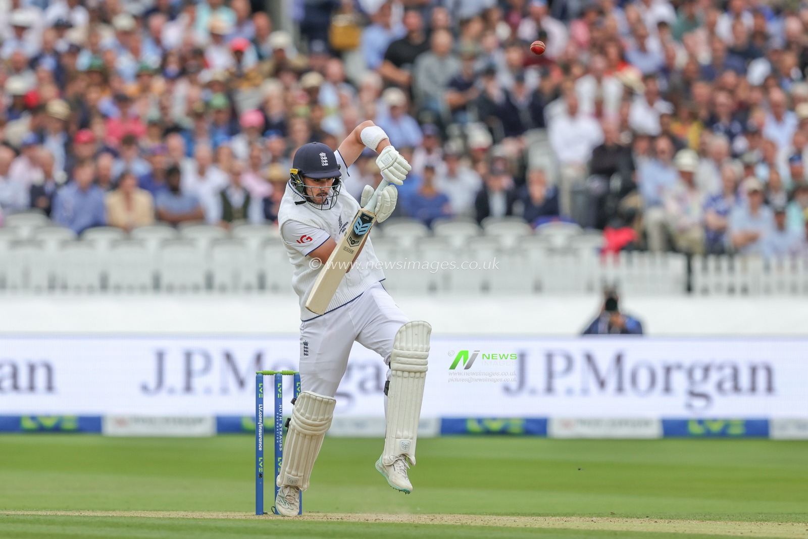 Josh Tongue of England hits the ball straight into the hands of Matt Renshaw of Australia and England are all out during the LV= Insurance Ashes Test Series Second Test Day 3 England v Australia at Lords, London, United Kingdom, 30th June 2023

(Photo by Mark Cosgrove/News Images)