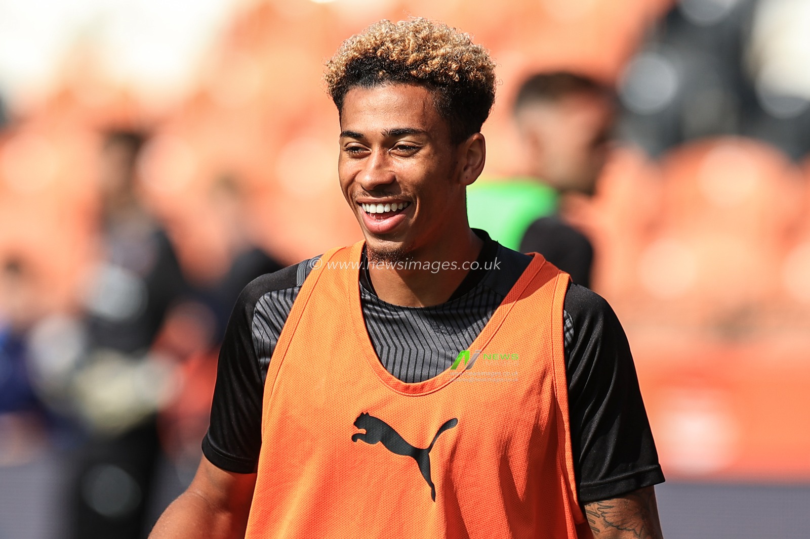 Jordan Gabriel #4 Of Blackpool during the pre-game warmup