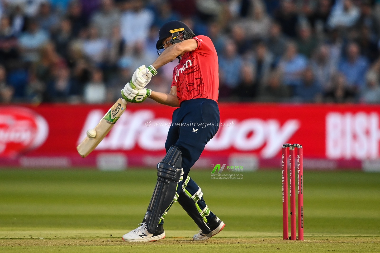 Jos Buttler of England hits a six (6)