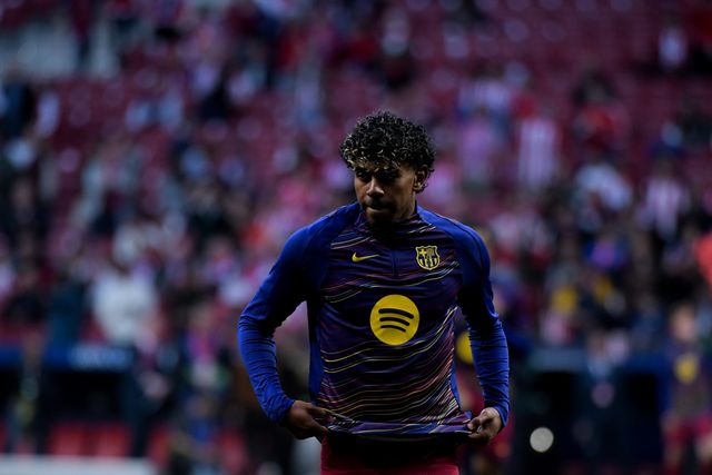 Lamine Yamal of FC Barcelona during the warm up of the UEFA Champions League Quarter Finals match Atletico Madrid vs Barcelona at Riyadh Air Metropolitano, Madrid, Spain on 14 April 2026

(Photo by Samuel Carreno/News Images)