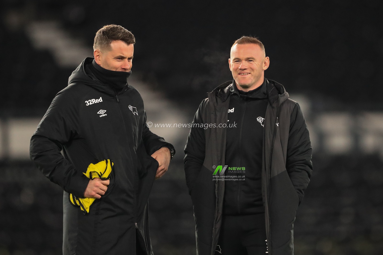 Wayne Rooney interim manager of Derby County during the pre-game warmup