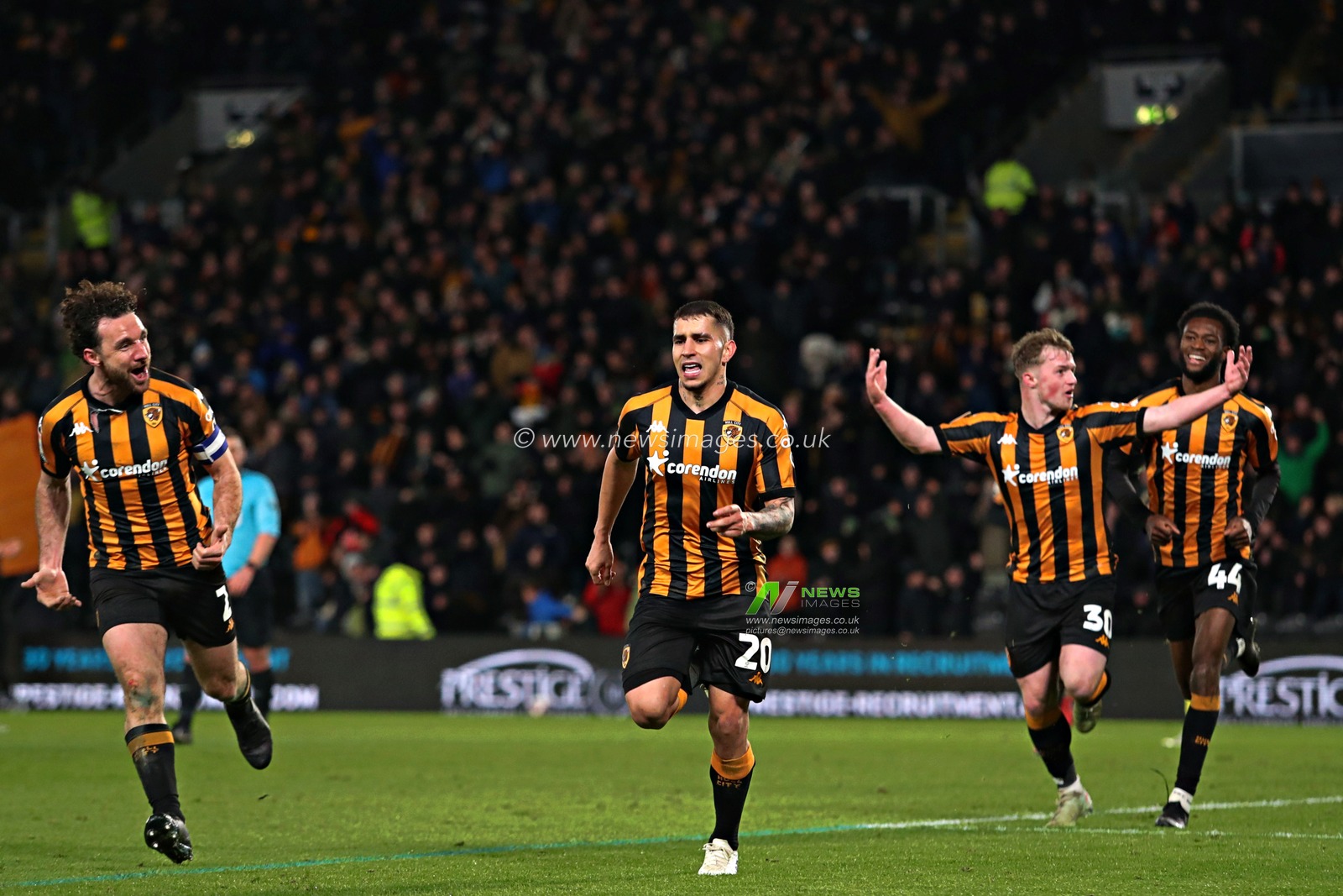 Gustavo Puerta of Hull City celebrates his goal during the Sky Bet Championship match Hull City vs Oxford United at MKM Stadium, Hull, United Kingdom, 12th March 2025

(Photo by Sam Eaden/News Images)