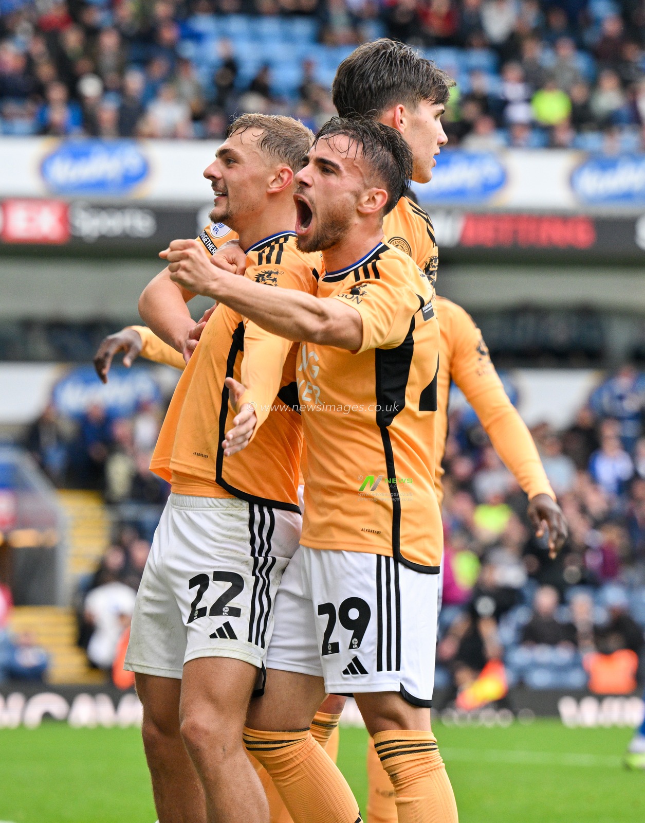 Kiernan Dewsbury-Hall #22 of Leicester City celebrates his goal and Leicesterâ€™s fourth of the match, during the Sky Bet Championship match Blackburn Rovers vs Leicester City at Ewood Park, Blackburn, United Kingdom, 1st October 2023

(Photo by Cody Froggatt/News Images)