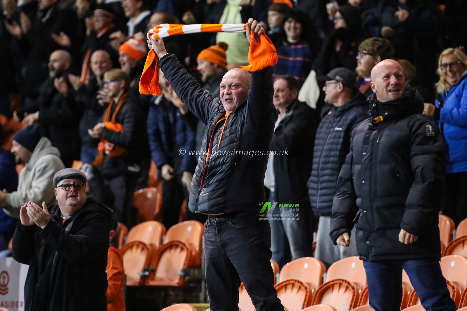 Blackpool fans celebrate the goal to make it 2-2 during the Sky Bet League 1 match Blackpool vs Wigan Athletic at Bloomfield Road, Blackpool, United Kingdom, 28th October 2024

(Photo by Gareth Evans/News Images)