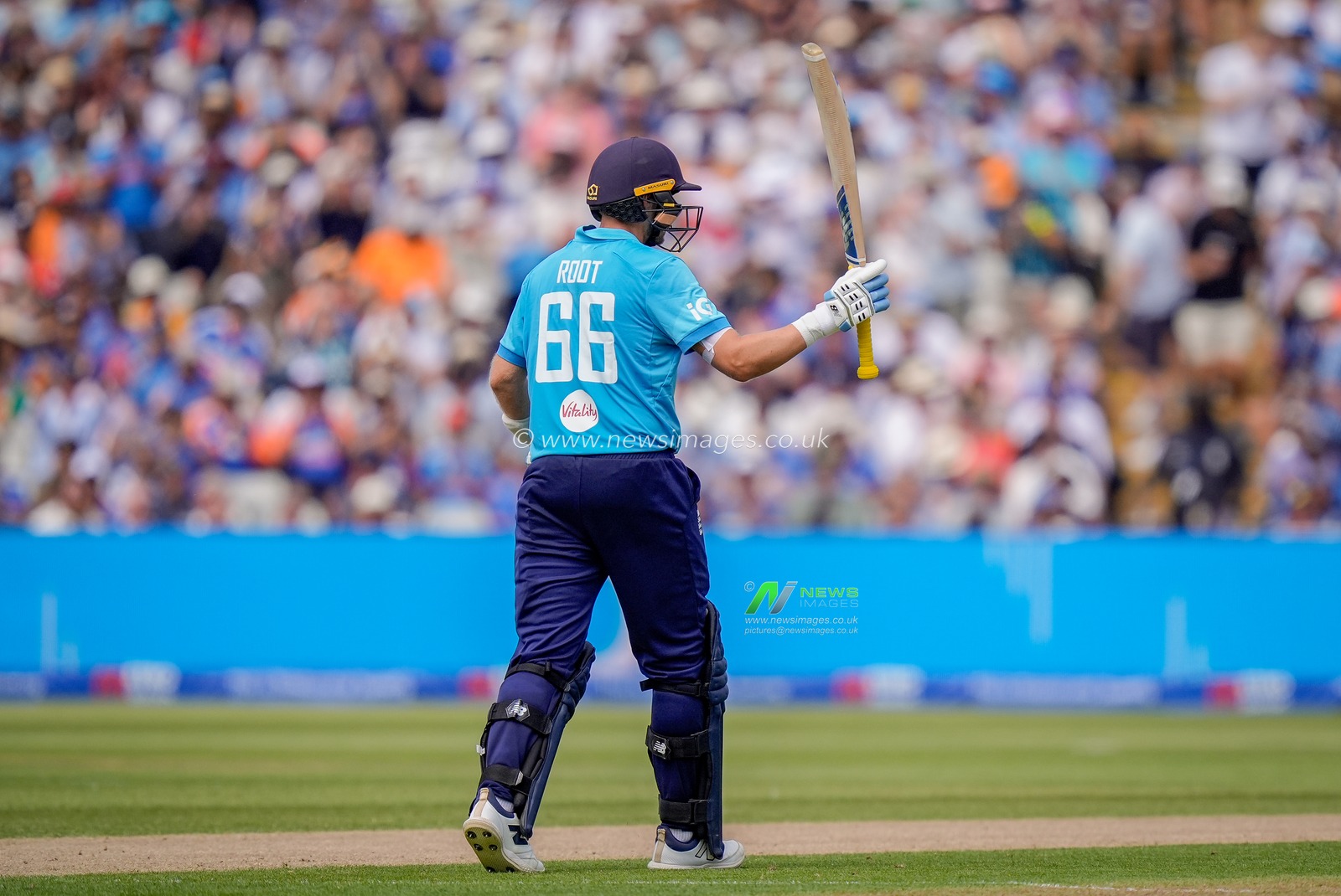 Joe Root of England celebrates a half century during the 1st Metro Bank ODI match England vs India at Edgbaston, Birmingham, United Kingdom on 14 July 2026

(Photo by Maynard Manyowa/News Images)