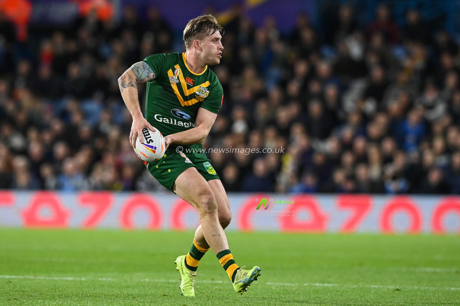 Cameron Munster of Australia in action during the Rugby League World Cup 2021 Semi Final match Australia vs New Zealand at Elland Road, Leeds, United Kingdom, 11th November 2022

(Photo by Craig Thomas/News Images)
