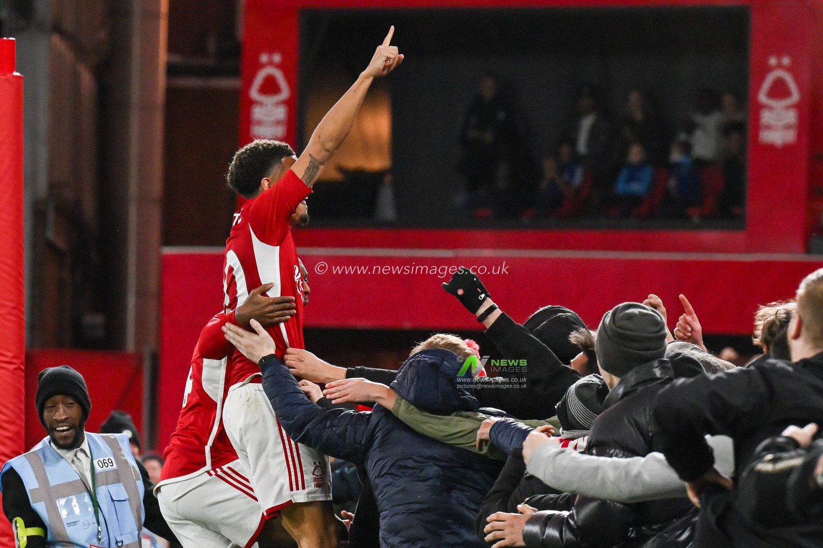 Morgan Gibbs-White of Nottingham Forest celebrates his sides goal to make it 1-0 during the Premier League match Nottingham Forest vs Bournemouth at City Ground, Nottingham, United Kingdom, 23rd December 2023

(Photo by Craig Thomas/News Images)