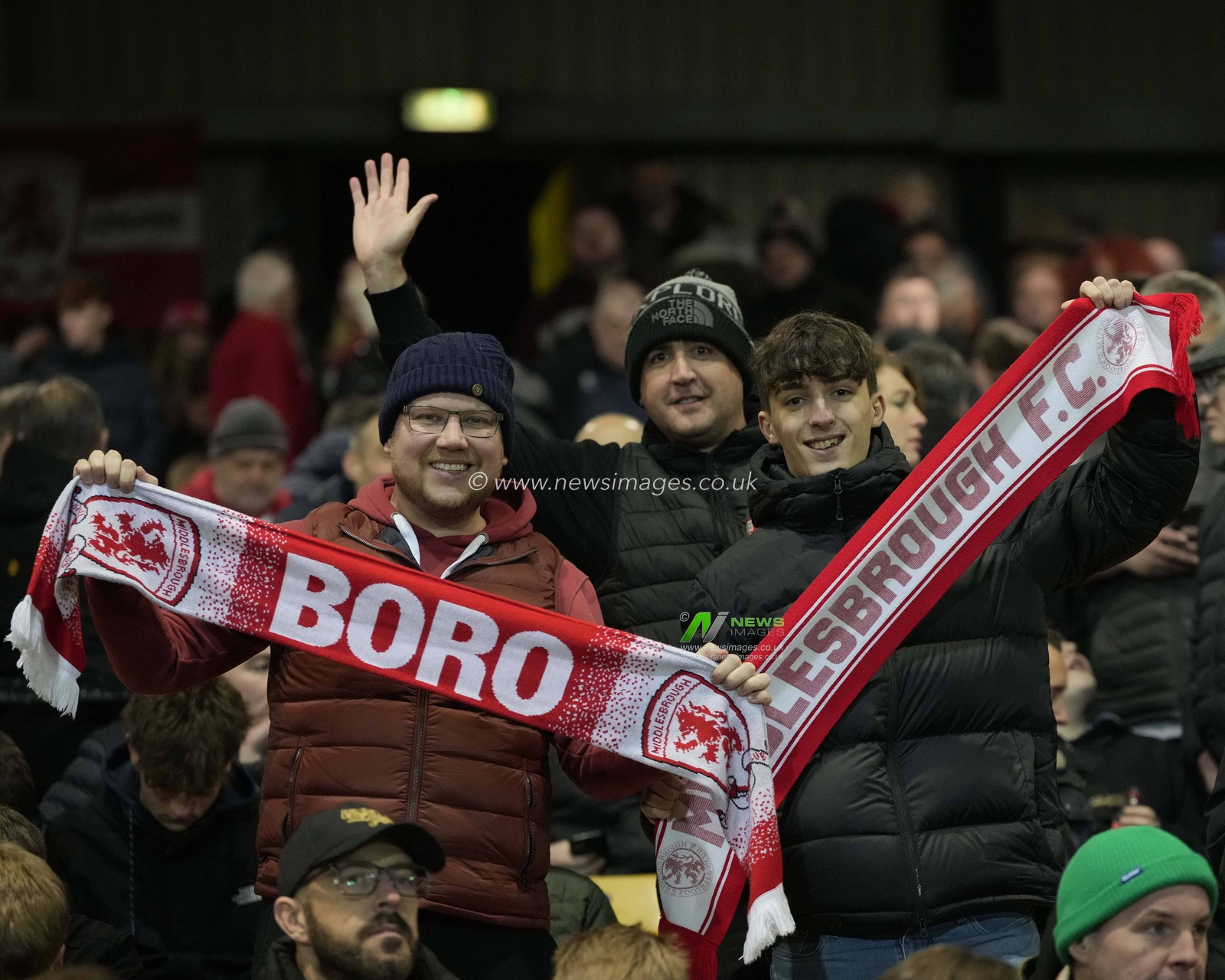 Middlesborough fans travelled in a festive spirit for the Carabao Cup Quarter Final match Port Vale vs Middlesbrough at Vale Park, Burslem, United Kingdom, 19th December 2023

(Photo by Steve Flynn/News Images)