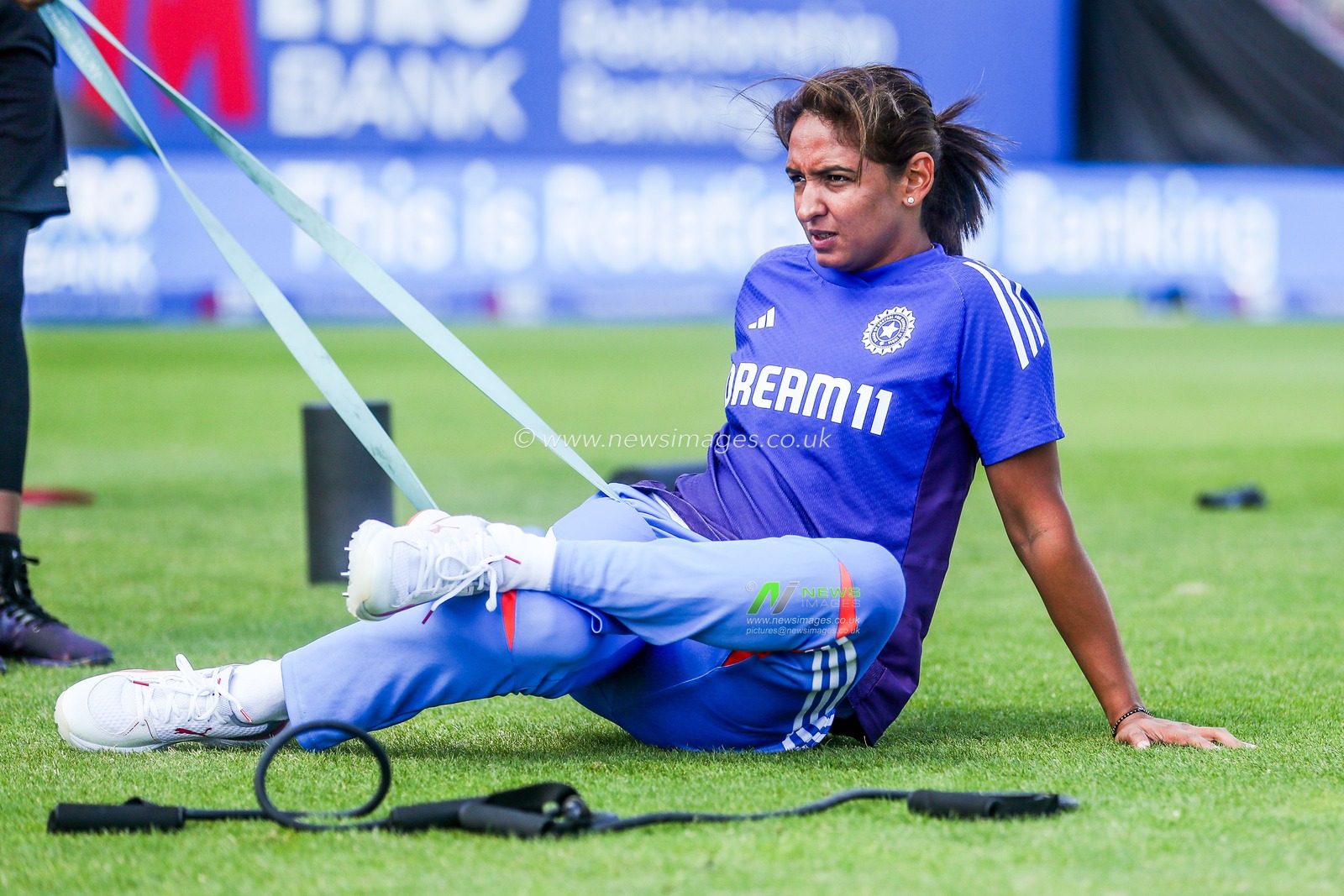 Harmanpreet Kaur of India warms up prior to the 1st Metro Bank One Day International match England Women vs India Women at The Utilita Bowl, Southampton, United Kingdom, 16th July 2025

(Photo by Izzy Poles/News Images)
