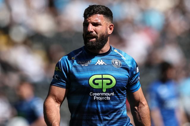 Abbas Miski of Wigan Warriors in the pre-game warm up during the Betfred Super League Round 9 match Hull FC vs Wigan Warriors at MKM Stadium, Hull, United Kingdom, 27th April 2025

(Photo by Mark Cosgrove/News Images)