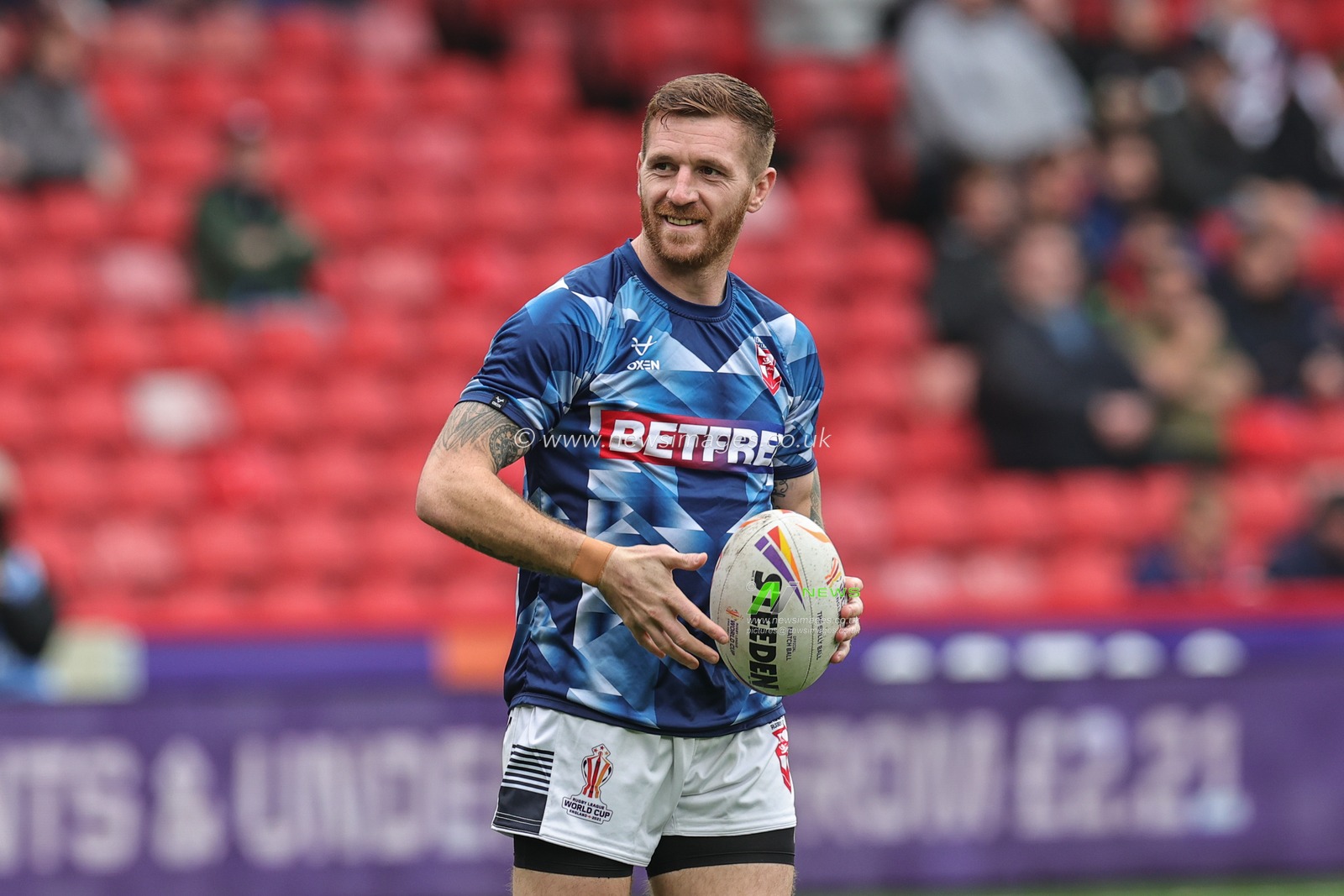 Marc Sneyd of England during pre-game warm up ahead of the Rugby League World Cup 2021 match England vs Greece at Bramall Lane, Sheffield, United Kingdom, 29th October 2022

(Photo by Mark Cosgrove/News Images)