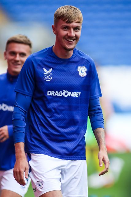 Joel Bagan of Cardiff City warms-up ahead of the Carabao Cup round 2 match Cardiff City vs Norwich City at Cardiff City Stadium, Cardiff, United Kingdom on 25 August 2026

(Photo by Andrew Lewis/News Images)