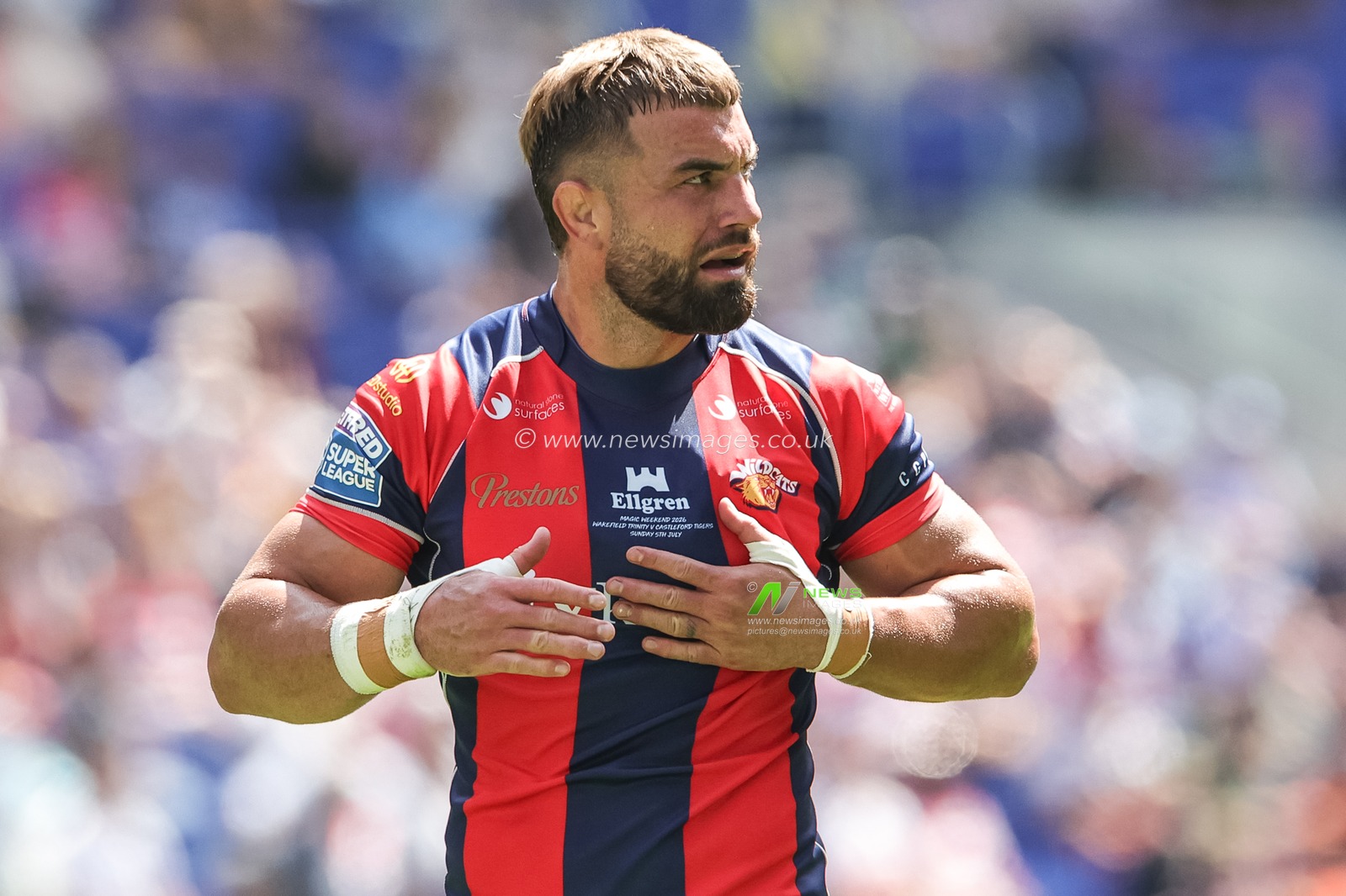Mike McMeeken of Wakefield Trinity during the Betfred Super League Magic Weekend match Wakefield Trinity vs Castleford Tigers at Hill Dickinson Stadium, Liverpool, United Kingdom on 05 July 2026

(Photo by Mark Cosgrove/News Images)