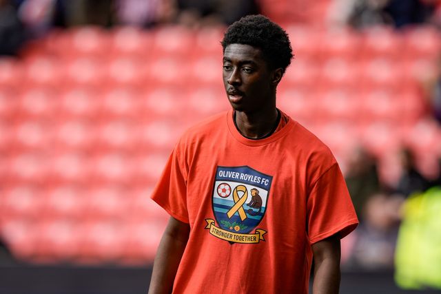 Jesurun Rak-Sakyi of Stoke City wearing the Oliver Royles FC shirt in the pregame warmup session  during the Sky Bet Championship match Stoke City vs Sheffield Wednesday at Bet365 Stadium, Stoke On Trent, United Kingdom on 03 April 2026

(Photo by Maynard Manyowa/News Images)