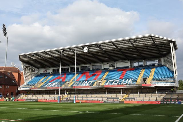 A general view of Headingley Stadium during the Betfred Super League round 9 match Leeds Rhinos vs Hull KR at Headingley Stadium, Leeds, United Kingdom, 25th April 2025

(Photo by Mark Cosgrove/News Images)