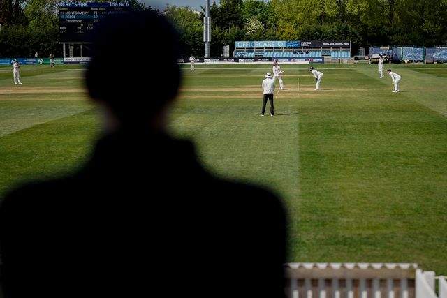 A general view of the supporters view with grain during the county Championship Division Two day 4 Derbyshire vs Gloucestershire at The Central Co-Op County Ground, Derby, United Kingdom on 27 April 2026

(Photo by Maynard Manyowa/News Images)