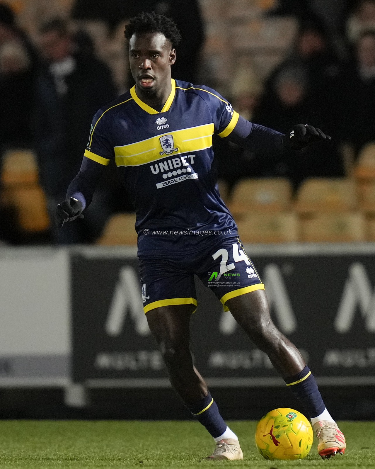 Alex Bangura #24 of Middlesbrough during the Carabao Cup Quarter Final match Port Vale vs Middlesbrough at Vale Park, Burslem, United Kingdom, 19th December 2023

(Photo by Steve Flynn/News Images)