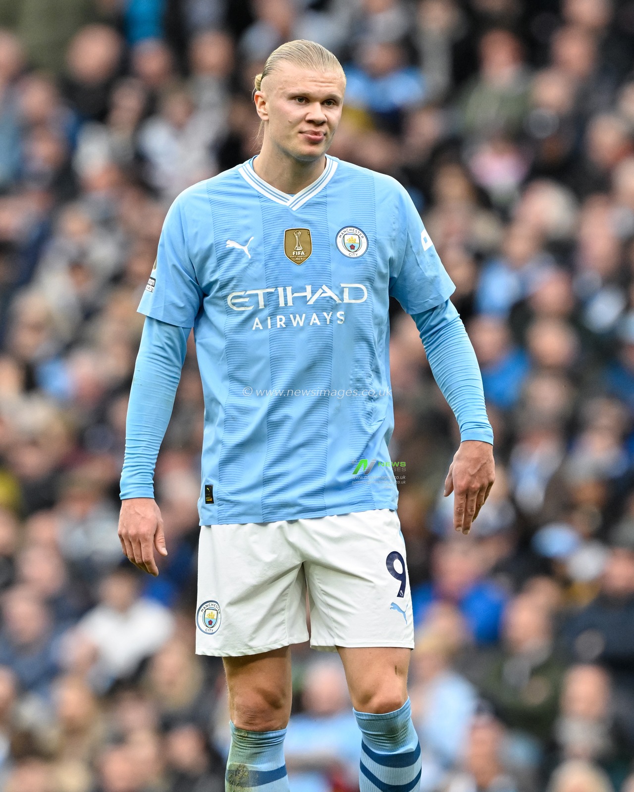 Erling Haaland of Manchester City, during the Premier League match Manchester City vs Luton Town at Etihad Stadium, Manchester, United Kingdom, 13th April 2024

(Photo by Cody Froggatt/News Images)