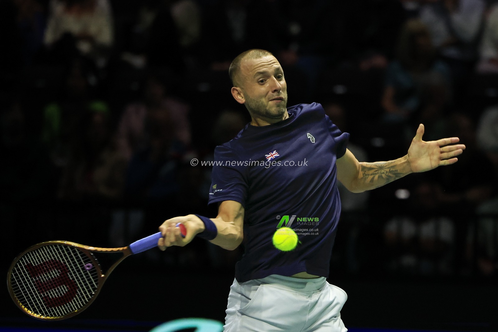 Daniel Evans (GBR) in action during the Davis Cup match Great Britain vs Australia at Manchester AO Arena, Manchester, United Kingdom, 13th September 2023

(Photo by Conor Molloy/News Images)