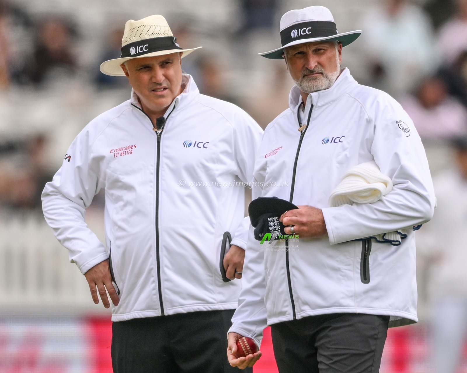 The on field umpires Adrian Holdstock & Paul Wilson during the LV= Insurance day one Test match England vs Ireland at Lords, London, United Kingdom, 1st June 2023

(Photo by Craig Thomas/News Images)