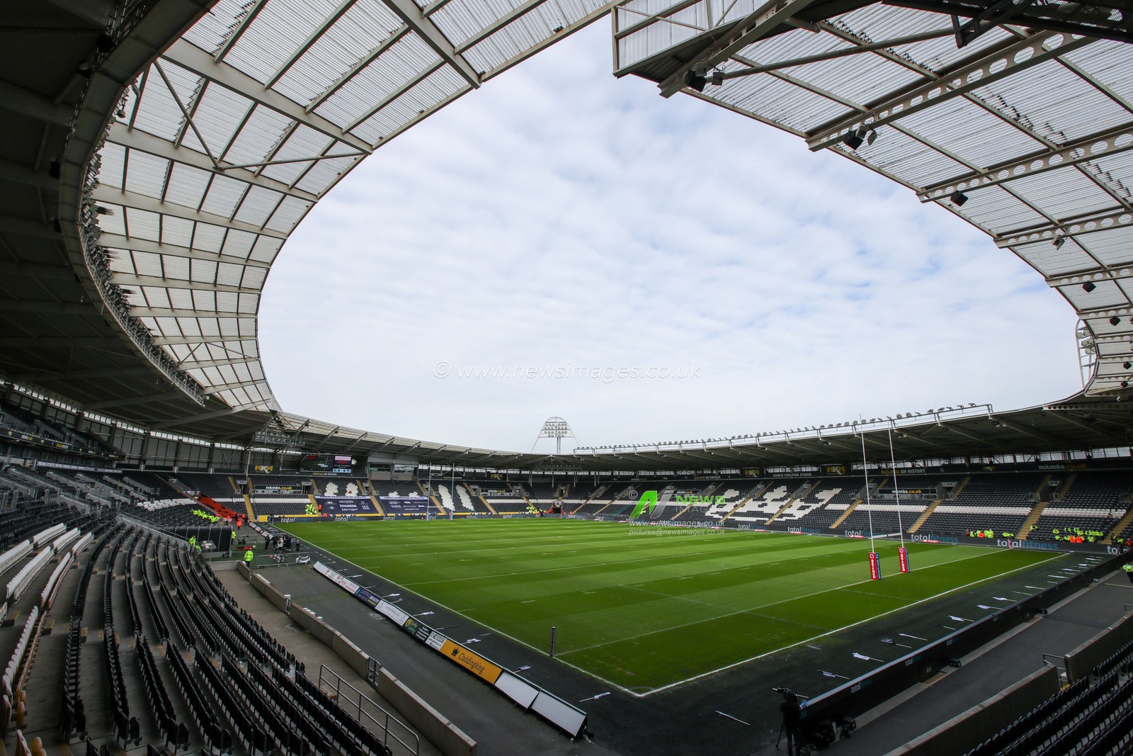 General view inside The MKM Stadium ahead of the Betfred Super League Round 4 match Hull FC vs Salford Red Devils at MKM Stadium, Hull, United Kingdom, 11th March 2023

(Photo by James Heaton/News Images)