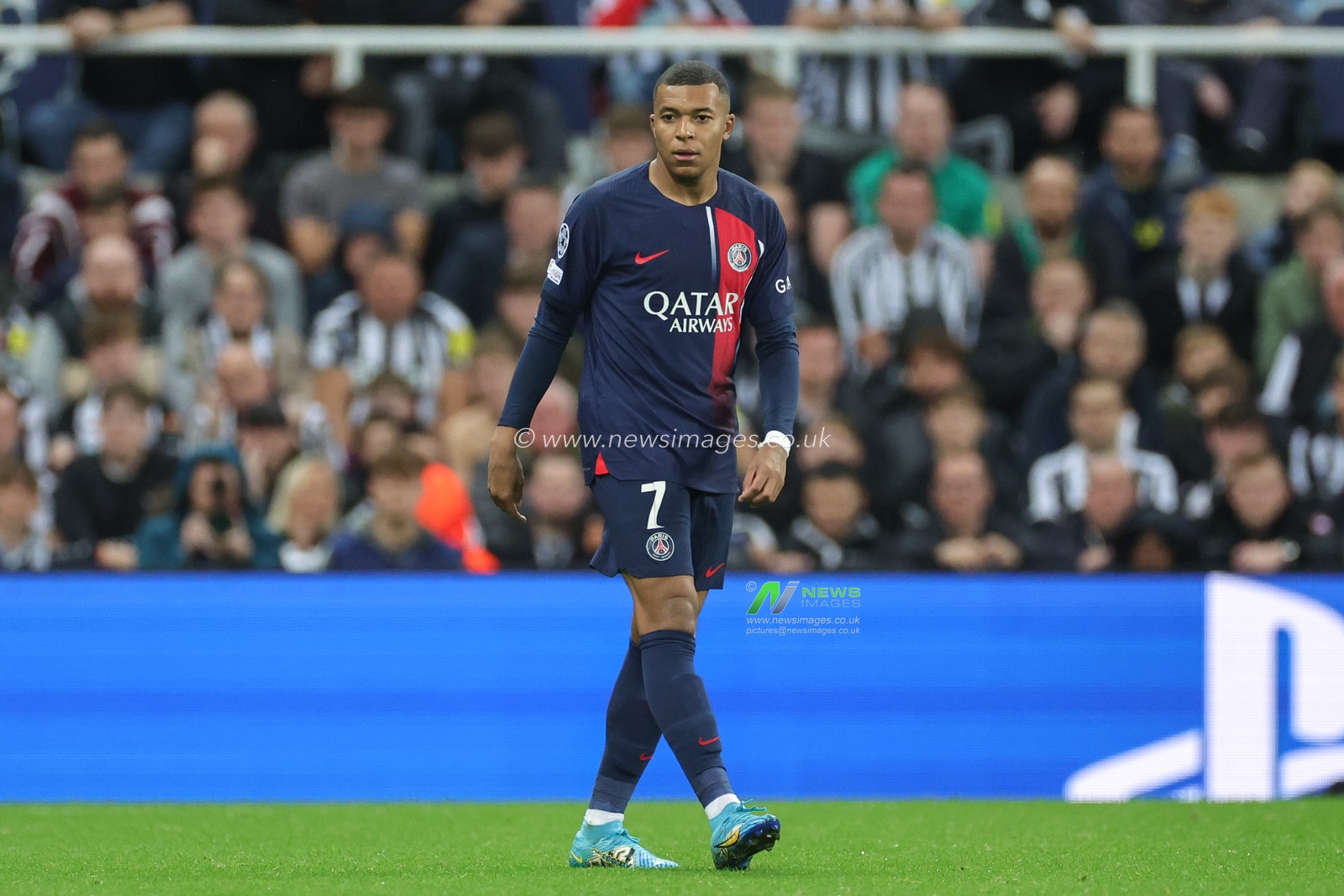 Kylian MbappÃ© #7 of Paris Saint-Germain during the UEFA Champions League match Newcastle United vs Paris Saint-Germain at St. James's Park, Newcastle, United Kingdom, 4th October 2023

(Photo by Mark Cosgrove/News Images)