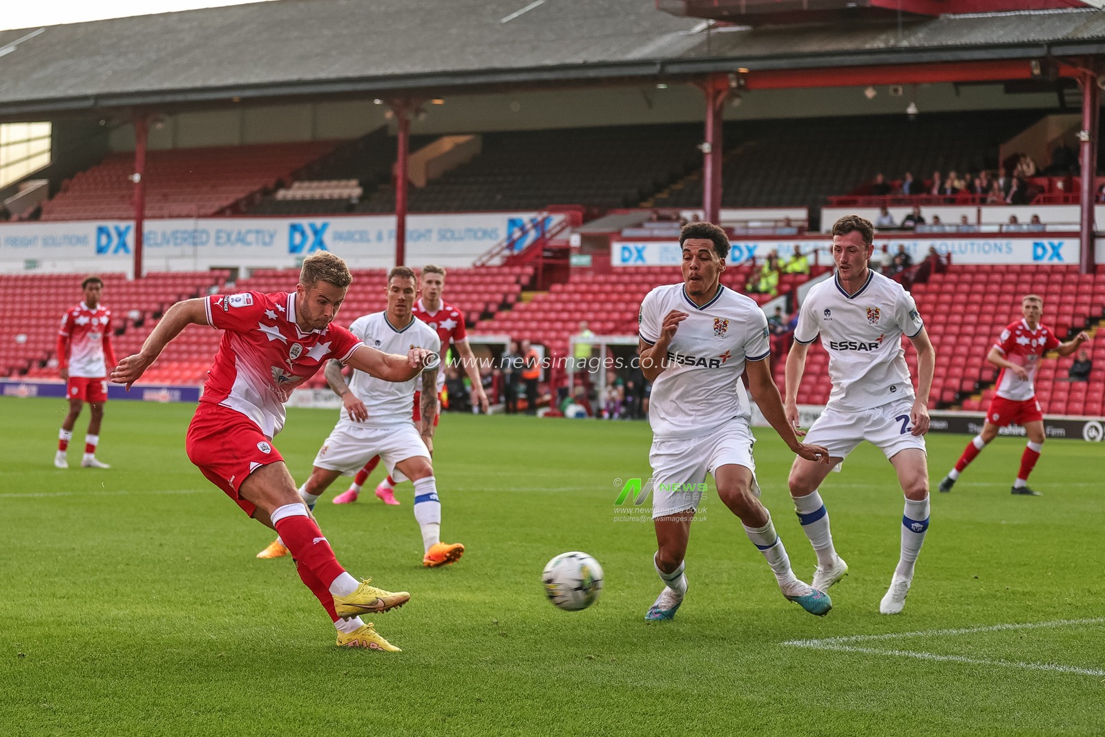 Andy Dallas #16 of Barnsley shoots on goal during the Carabao Cup match Barnsley vs Tranmere Rovers at Oakwell, Barnsley, United Kingdom, 8th August 2023

(Photo by Mark Cosgrove/News Images)