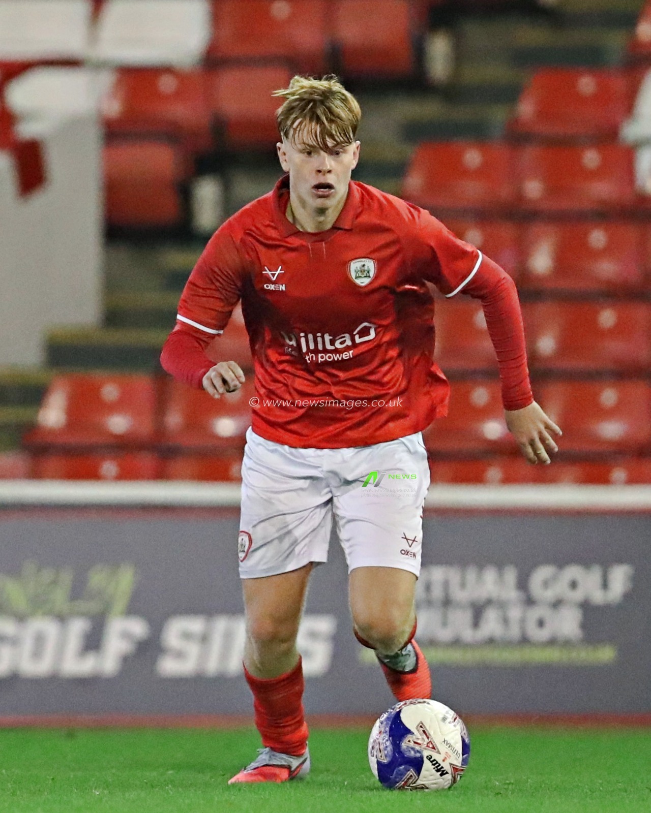 Robson Woodcock of Barnsley FC U18's during the FA Youth Cup U18’s round 2 match Barnsley vs Mansfield Town at Oakwell, Barnsley, United Kingdom, 17th November 2025(Photo by Sam Eaden/News Images)