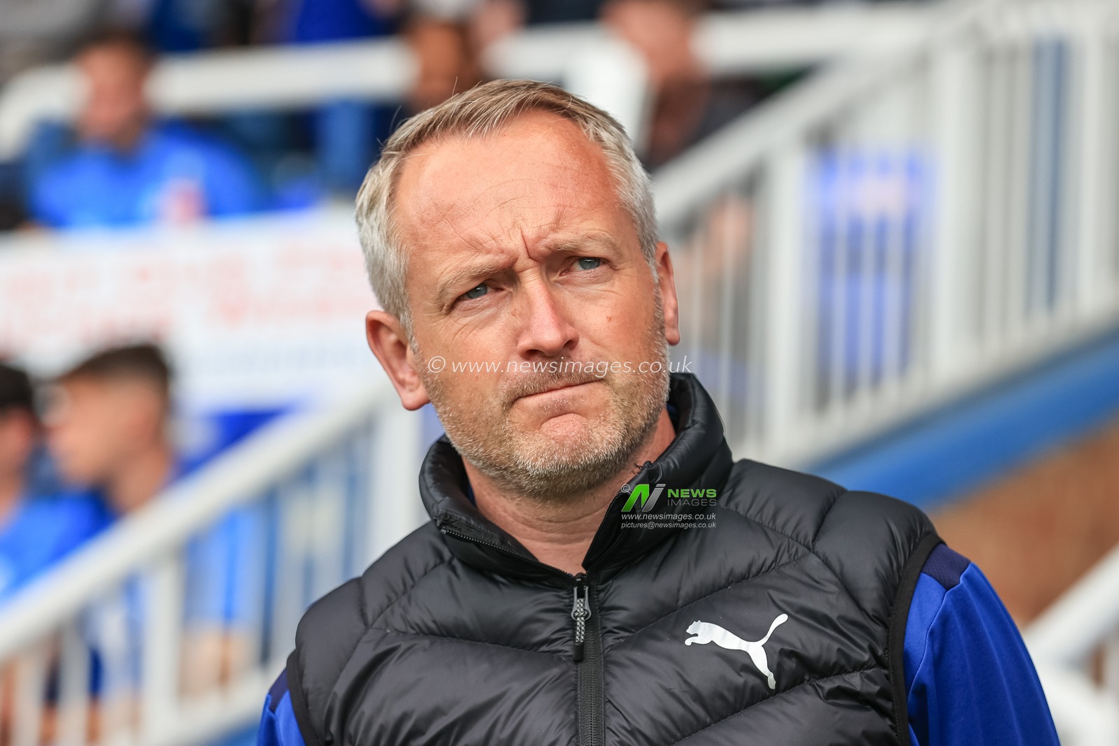 Neil Critchley head coach of Blackpool during the game