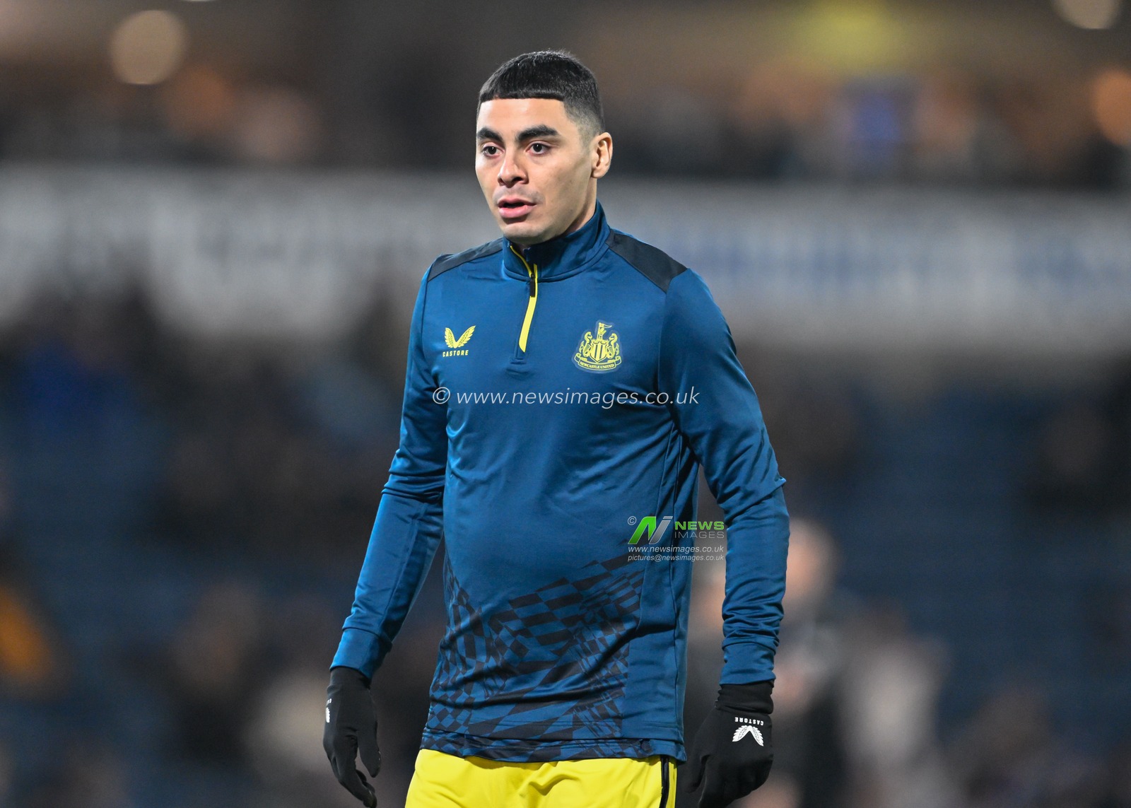 Miguel AlmirÃ³n of Newcastle United warms up ahead of the match, during the Emirates FA Cup 5th Round match Blackburn Rovers vs Newcastle United at Ewood Park, Blackburn, United Kingdom, 27th February 2024

(Photo by Cody Froggatt/News Images)