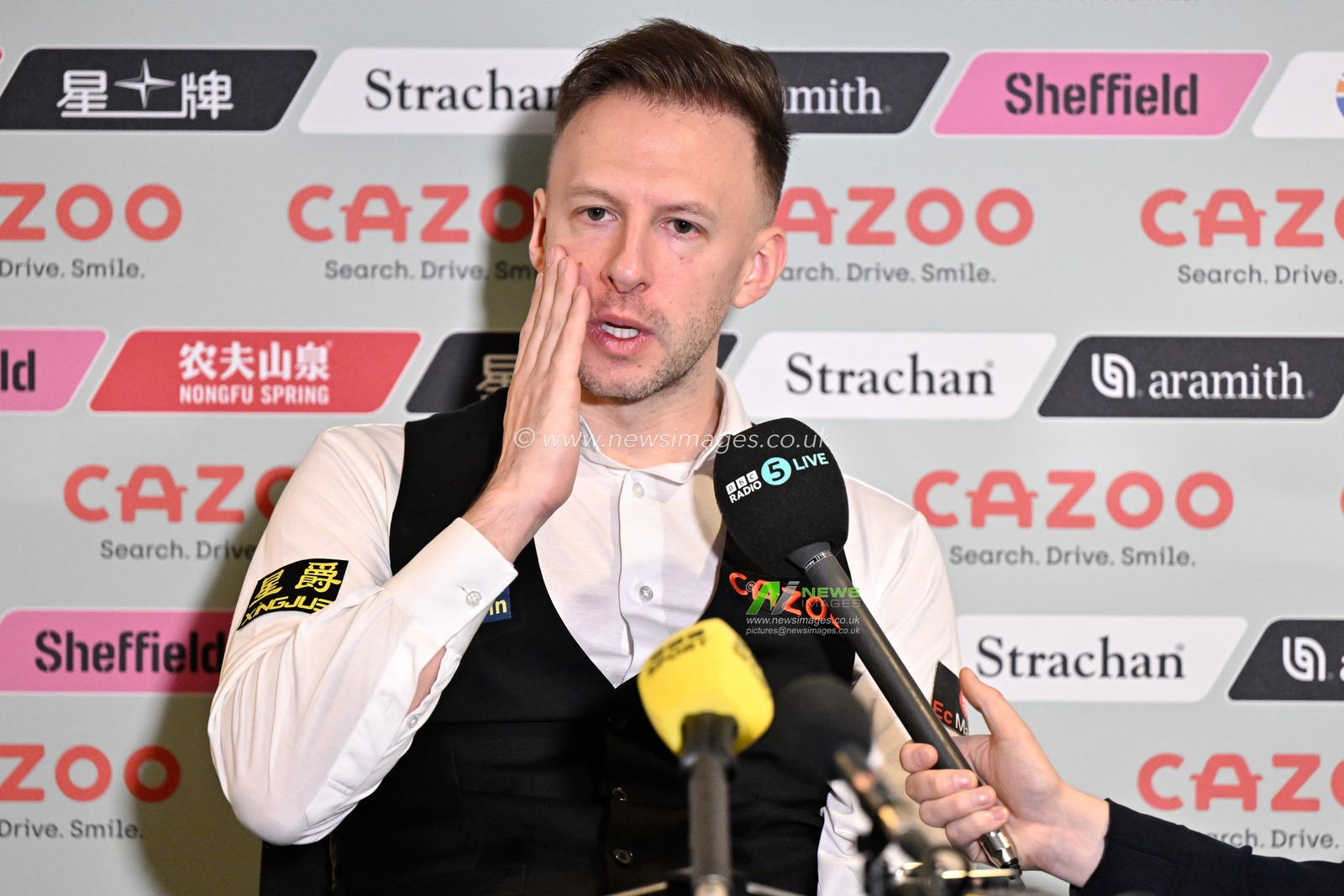 Judd Trump speaks at his post match press conference, during the Cazoo World Championships 2024 at Crucible Theatre, Sheffield, United Kingdom, 1st May 2024

(Photo by Cody Froggatt/News Images)