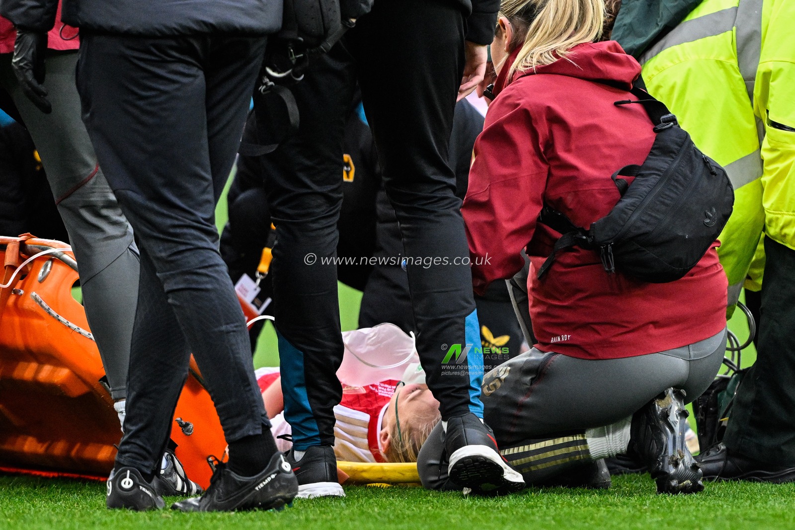 Frida Maanum of Arsenal Women receives medical treatment during the FA Women's League Cup Final match Arsenal Women vs Chelsea FC Women at Molineux, Wolverhampton, United Kingdom, 31st March 2024

(Photo by Cody Froggatt/News Images)
