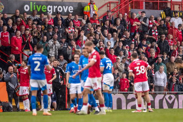 Wrexham fans jeer Stockport County's Brad Hills following his red card during the Sky Bet League 1 match Wrexham vs Stockport County at SToK Cae Ras, Wrexham, United Kingdom, 22nd March 2025

(Photo by Nik Mesney/News Images)