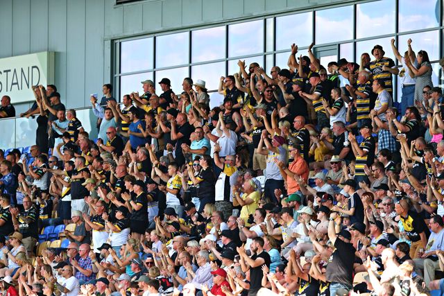York fans celebrate their first try scored by Ata Hingano of York Knights RLFC during the Betfred Championship match York City Knights vs Featherstone Rovers at LNER Community Stadium, York, United Kingdom, 29th June 2025

(Photo by Sam Eaden/News Images)