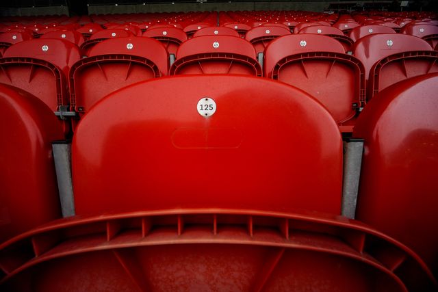 A general view of the seats in the stands during the Betfred Super League round 14 match St Helens vs Warrington Wolves at The BrewDog Stadium, St Helens, United Kingdom on 11 June 2026

(Photo by Maynard Manyowa/News Images)