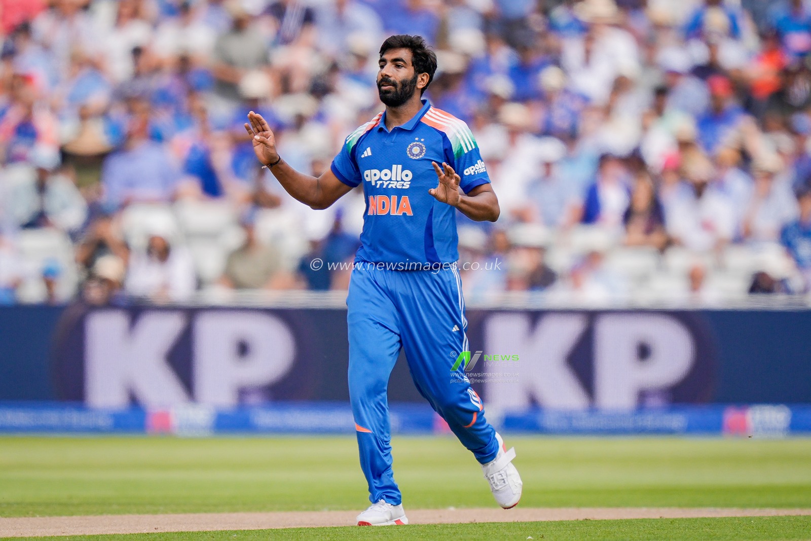 Jasprit Bumrah of India delivers the ball during the 1st Metro Bank ODI match England vs India at Edgbaston, Birmingham, United Kingdom on 14 July 2026

(Photo by Maynard Manyowa/News Images)