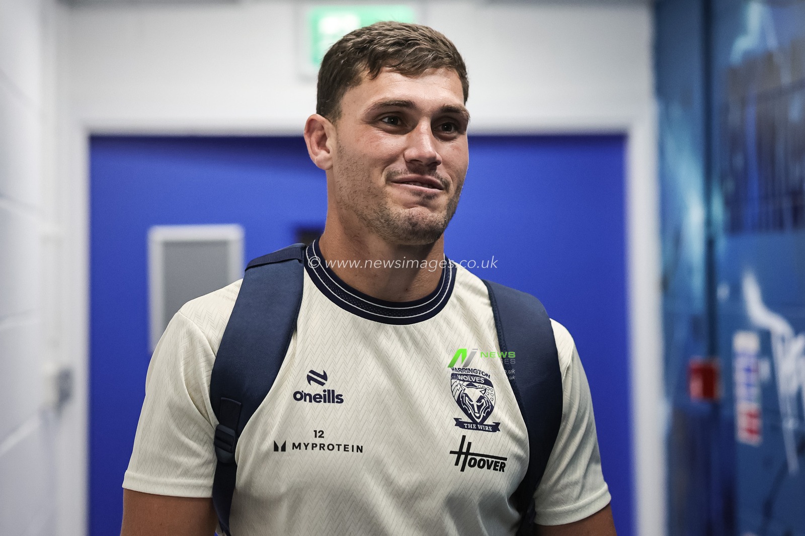 Sam Stone of Warrington Wolves arrives during the Betfred Super League round 23 match Warrington Wolves vs York Knights at The Halliwell Jones Stadium, Warrington, United Kingdom on 13 August 2026

(Photo by Mark Cosgrove/News Images)