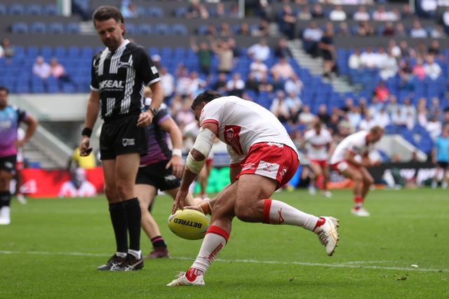 Rhyse Martin of Hull KR goes over for a try during the Betfred Super League Magic Weekend match Hull KR vs Hull FC at Hill Dickinson Stadium, Liverpool, United Kingdom on 04 July 2026

(Photo by Alfie Cosgrove/News Images)