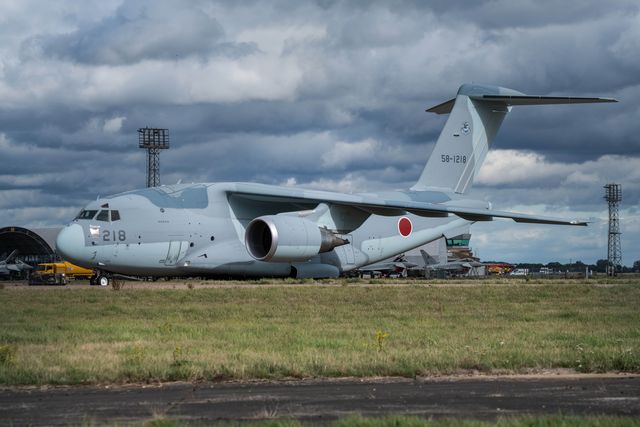 Kawasaki C-2 transporter arrives as The Japan Air Self-Defense Force (JASDF) has successfully competes the first fighter aircraft deployment to Europe in its 71-year history, as they join the United Kingdomâ€™s Royal Air Force as they arrive at RAF Coningsby as part of the "Atlantic Eagles" mission. This landmark achievement strengthens defence cooperation between the United Kingdom and Japan whilst demonstrating the interconnected nature of global security at RAF Coningsby, Coningsby, United Kingdom, 22nd September 2025

(Photo by Kurt Fairhurst/News Images)