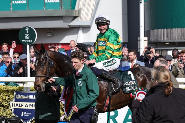 Paul Townend on I Am Maximus after winning the 16:00 Randox Grand National Handicap Chase in the winners enclosure during the 2026 Randox Grand National Day at Aintree Racecourse, Aintree, United Kingdom on 11 April 2026

(Photo by Mark Cosgrove/News Images)