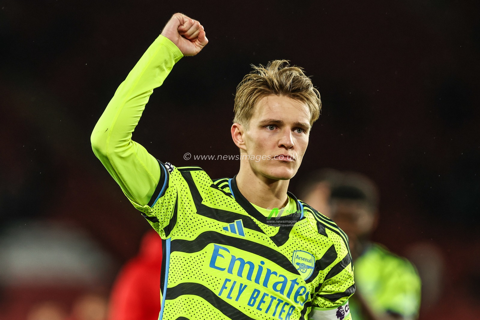 Martin Ã˜degaard of Arsenal celebrates his side victory in the Premier League match Sheffield United vs Arsenal at Bramall Lane, Sheffield, United Kingdom, 4th March 2024

(Photo by Mark Cosgrove/News Images)